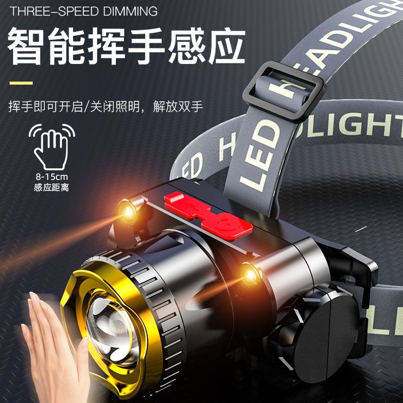 LED头灯强光可充电变焦远射头戴式手电筒超亮夜钓鱼矿灯疝气小V53