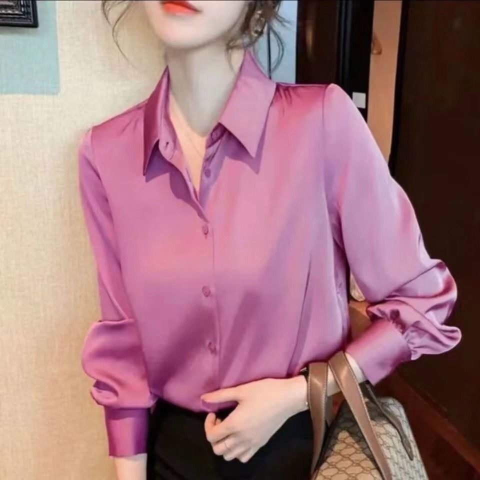 職業襯衫女長袖春秋新款百搭大碼寬鬆時尚小眾氣質洋氣顯瘦打底衫