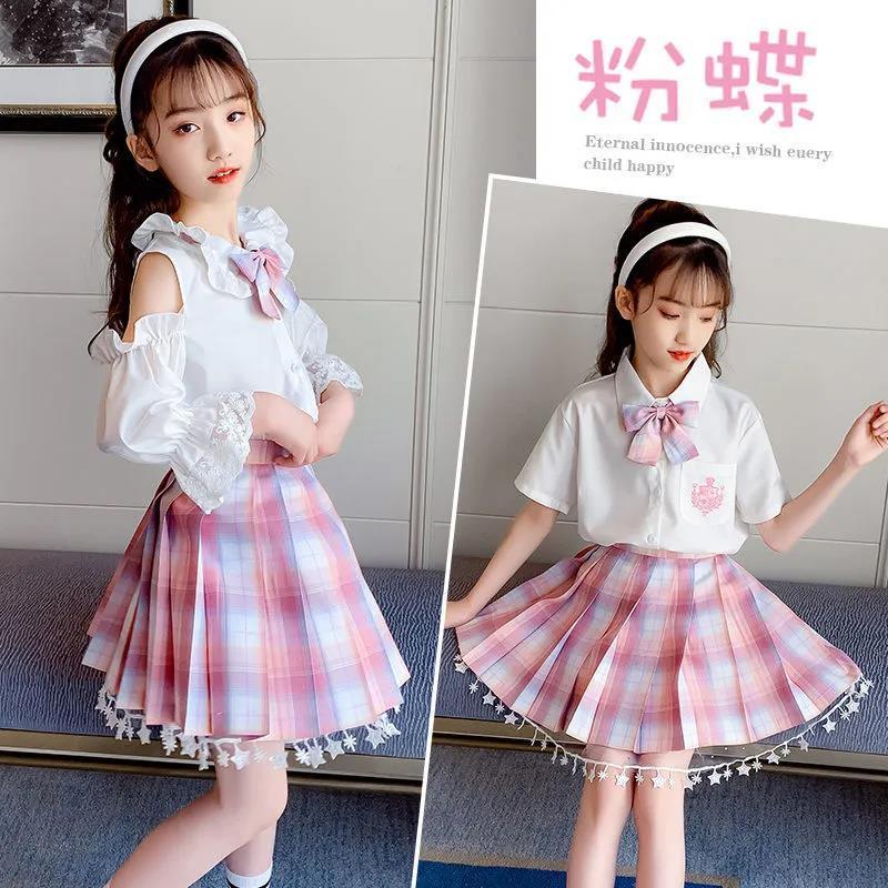 Girls jk uniform suit Japanese school uniform big boy short-sleeved 2022 summer primary school students foreign style full set two-piece set