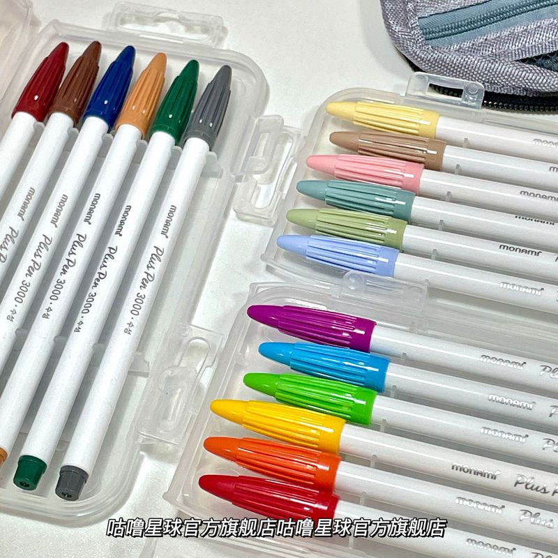 韩系正版3000彩色复古纤维笔新版记号笔ins学生中性笔绘画勾线笔