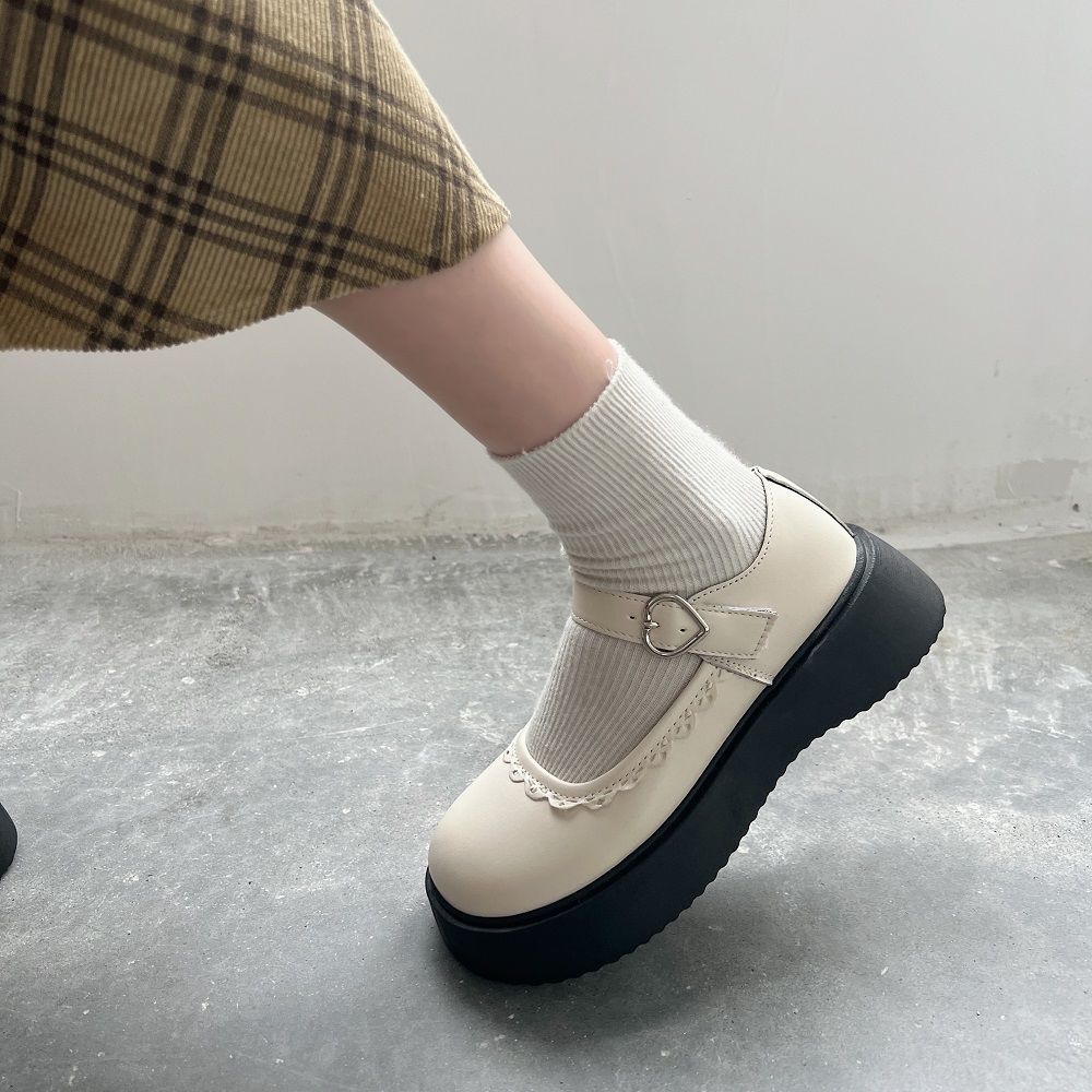 瑪麗珍鞋女學生黑色百搭小皮鞋增高復古日系單鞋鞋子松糕鞋JK皮鞋
