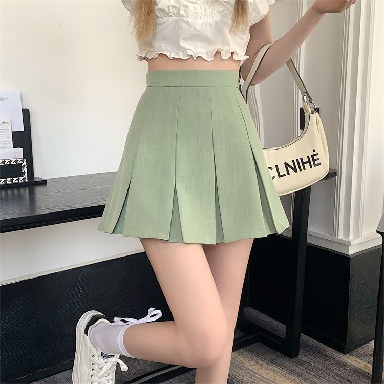 A-line short skirt pleated skirt 2023 spring and summer new Korean style high-waisted slim skirt versatile skirt for small women