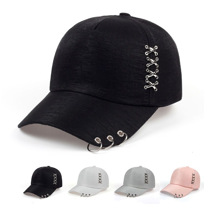 Korean spring and autumn metal cross hoop duck tongue Baseball cap men and women fashion trend Sun hat lovers casual hat_voghion.com