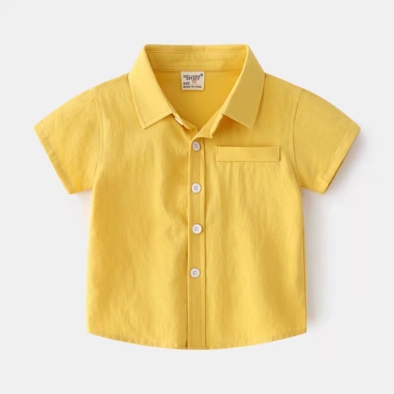 儿童衬衣男童短袖纯棉衬衫2022新款夏装薄款宝宝纯色上衣洋气韩版