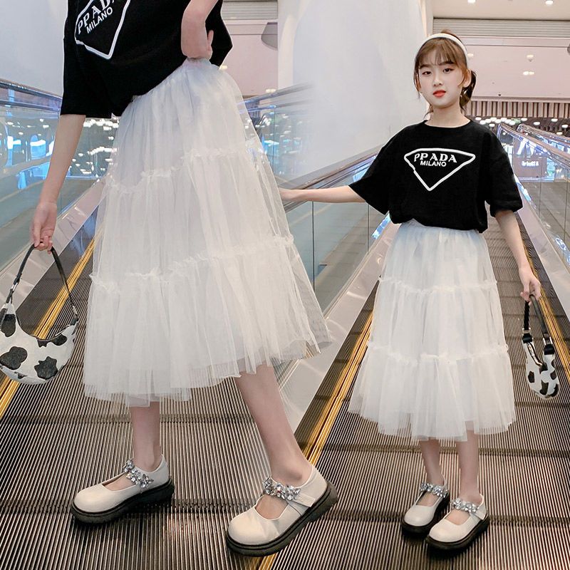 Girls New  Summer Mesh Skirt Cake Skirt Thin Section Korean Chinese Big Boy Korean Skirt Girl Spring and Autumn Skirt