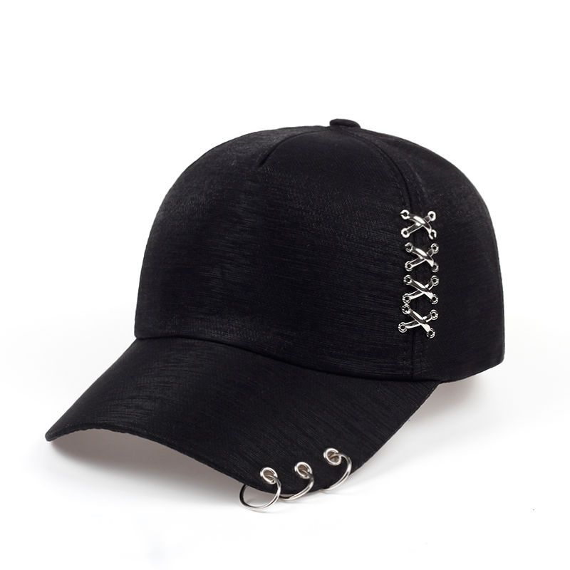 Korean spring and autumn metal cross hoop duck tongue Baseball cap men and women fashion trend Sun hat lovers casual hat_voghion.com