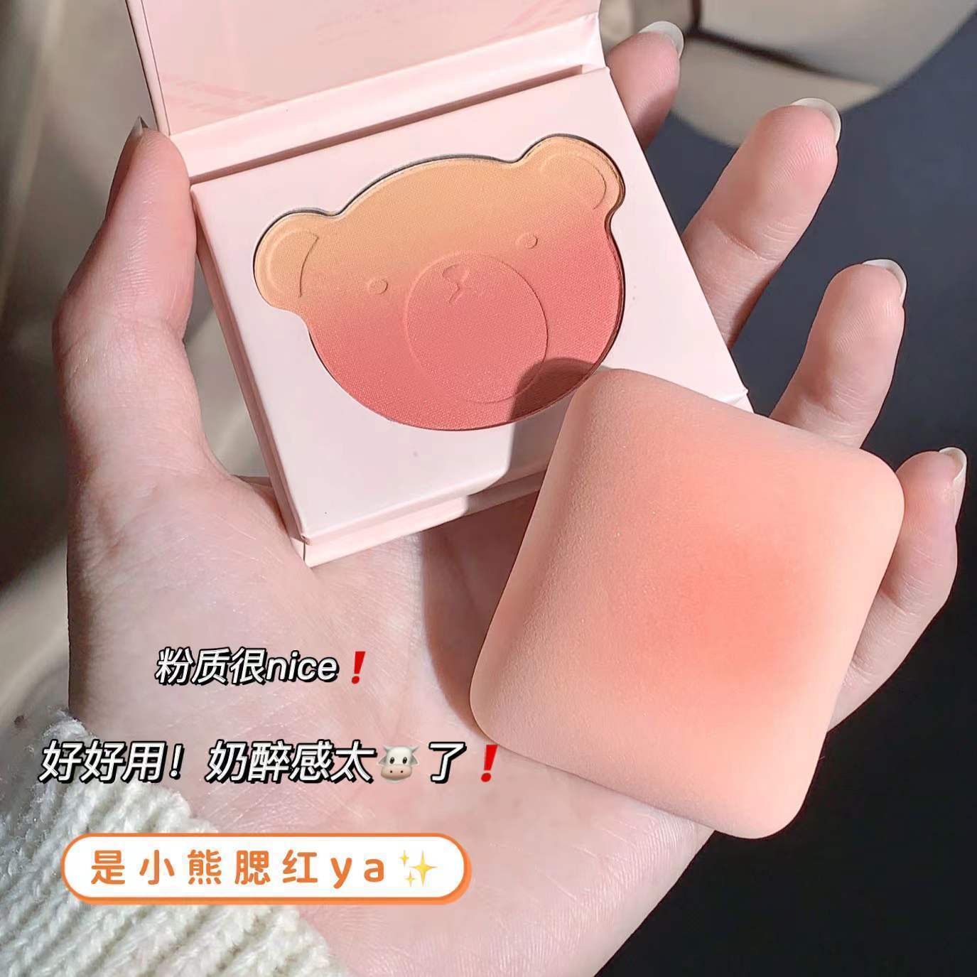 小熊純欲漸變腮紅學生黨自然裸妝防水防汗平價胭脂修容高光一體盤