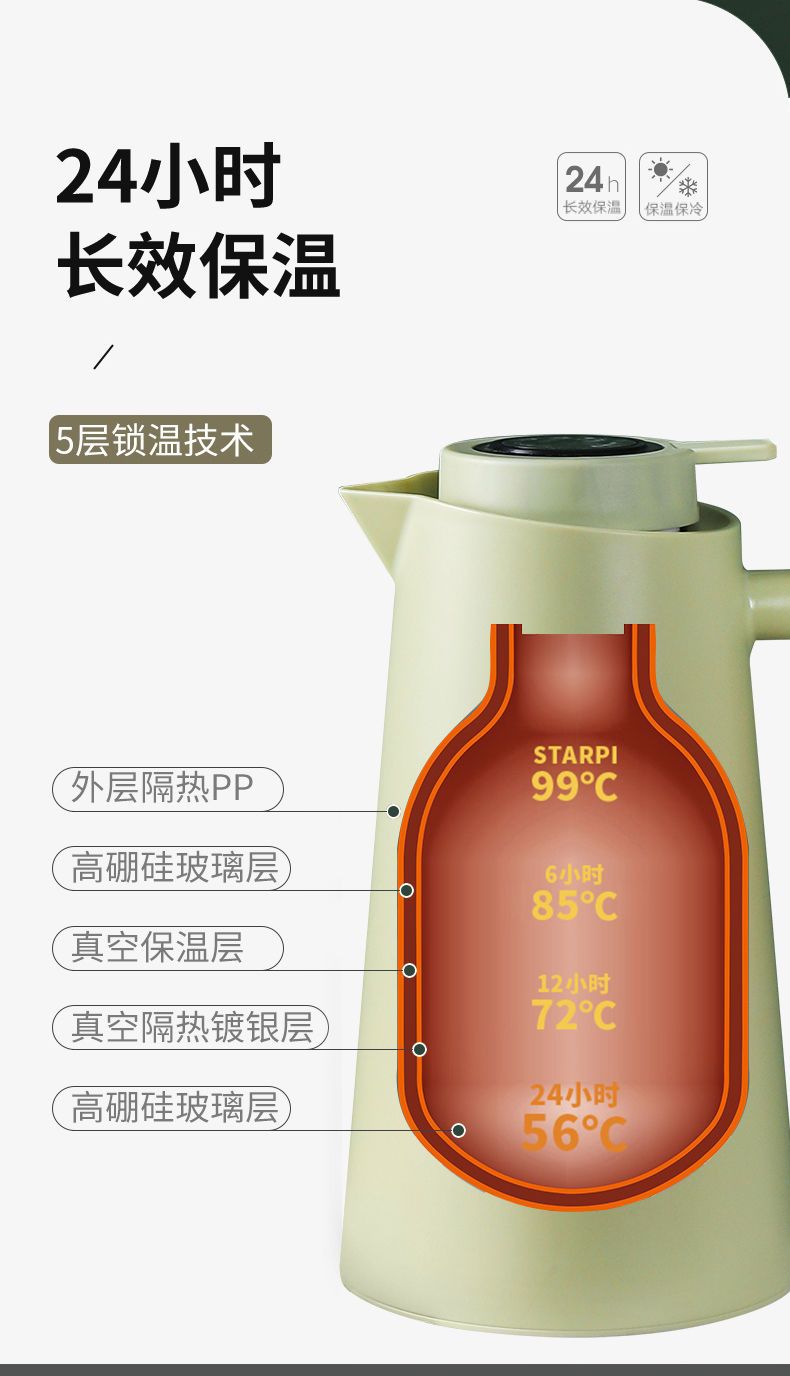 保温水壶家用保温壶大容量便携暖壶热水壶玻璃内胆学生宿舍保温瓶