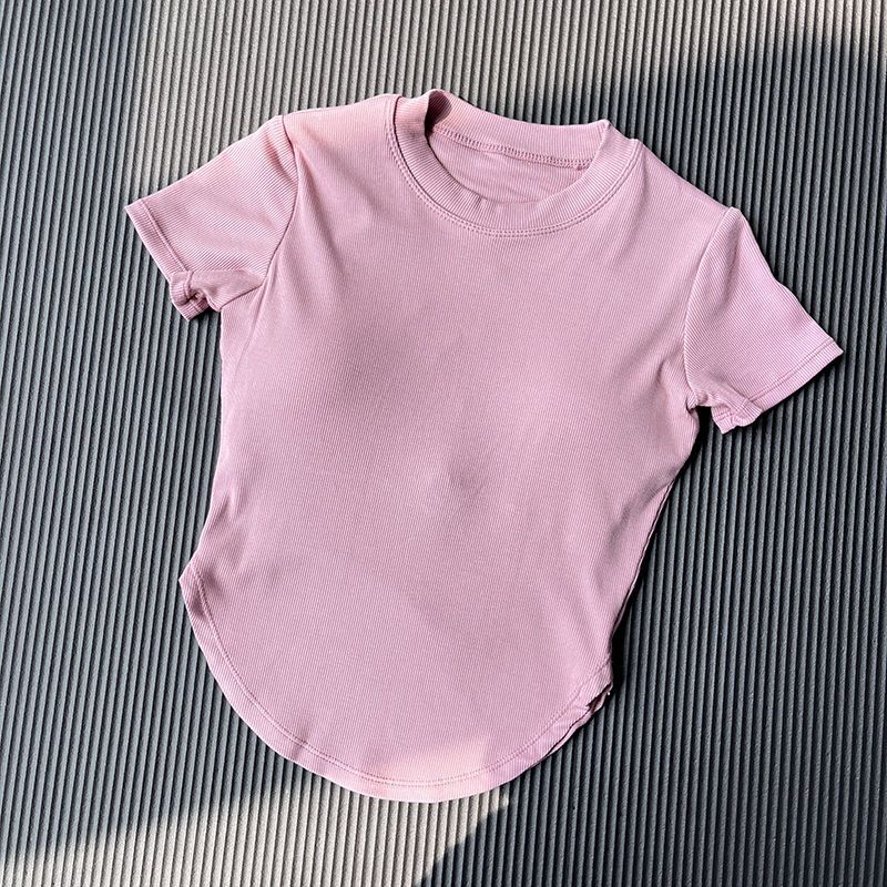 带胸垫瑜伽服短袖女跑步排汗健身上衣速干显瘦修身专业运动T恤夏