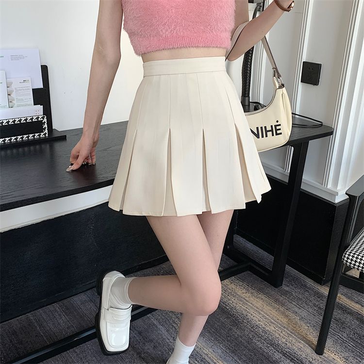 A-line short skirt pleated skirt 2023 spring and summer new Korean style high-waisted slim skirt versatile skirt for small women