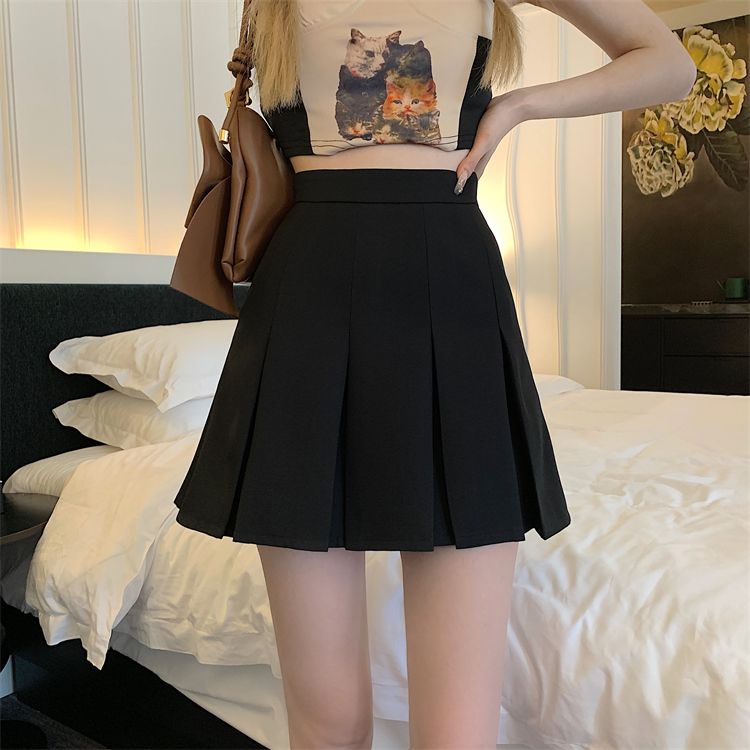 A-line short skirt pleated skirt 2023 spring and summer new Korean style high-waisted slim skirt versatile skirt for small women