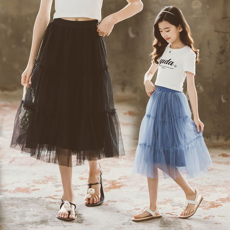 Girls New  Summer Mesh Skirt Cake Skirt Thin Section Korean Chinese Big Boy Korean Skirt Girl Spring and Autumn Skirt