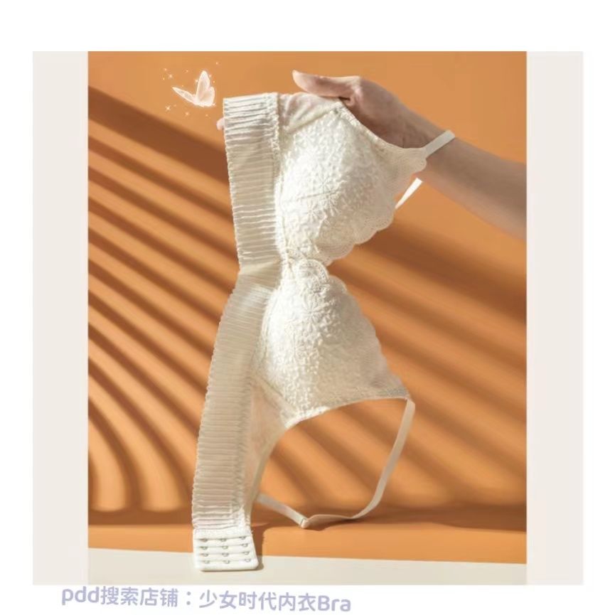 Underwear women's pure desire style small chest gathered anti-sagging no steel ring bra Japanese girl white pure desire lace bra