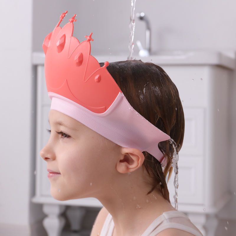 宝宝洗头帽神器小孩硅胶可调节皇冠洗发帽儿童浴帽护耳洗澡防水帽