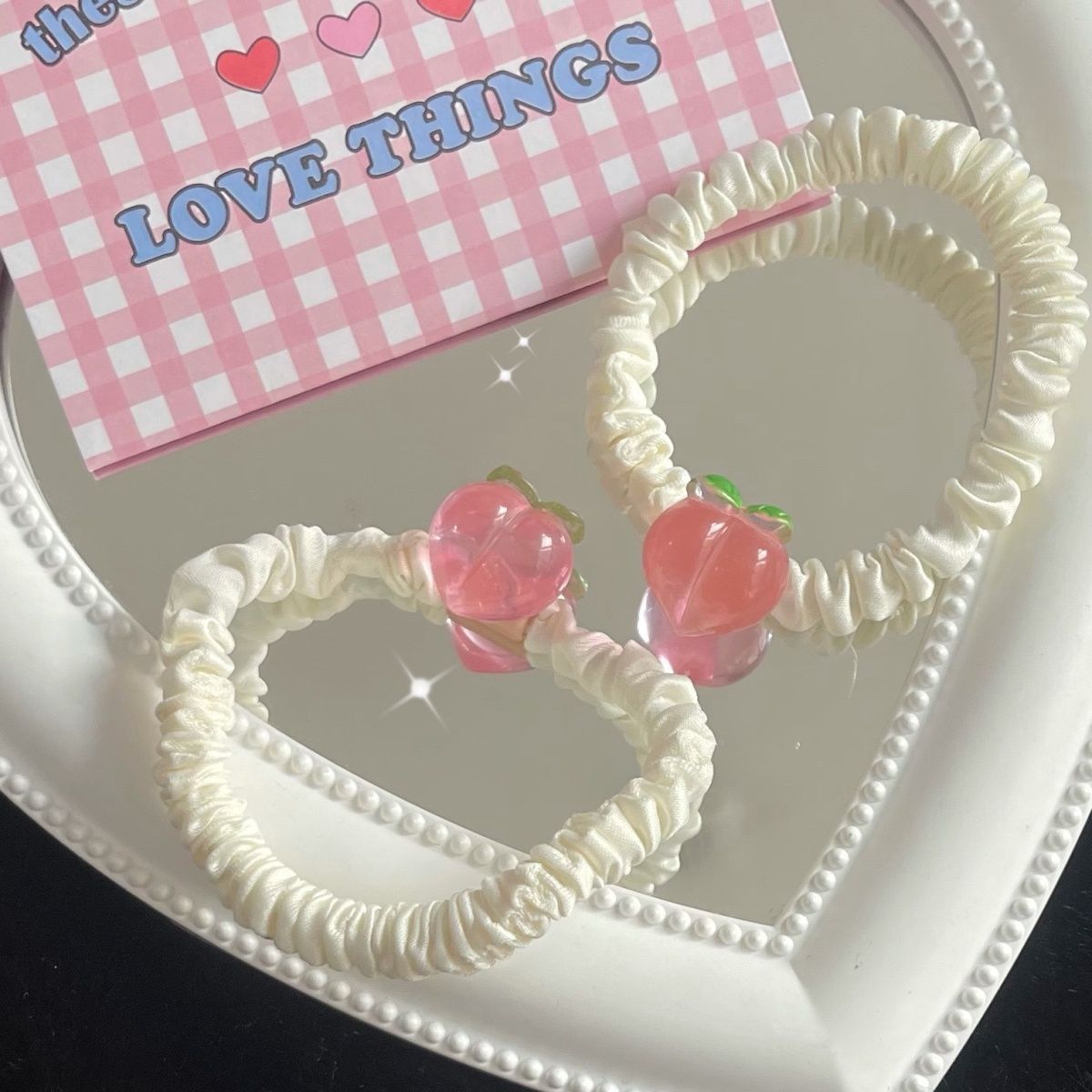 蜜桃發圈粉嫩少女心大腸發圈可愛彈多肉桃子發繩女童扎頭髮飾