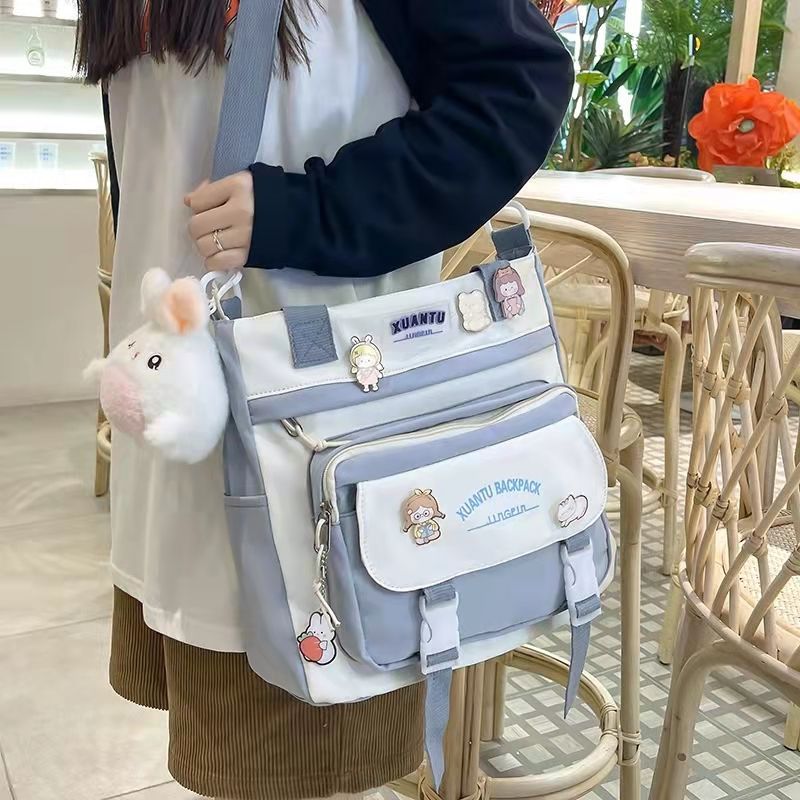 包包女ins韓版斜挎帆布包女學生上課單肩包大容量補課裝書手提袋