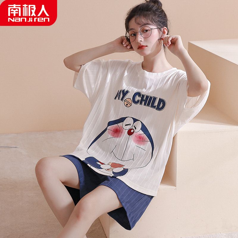 Pajamas women's summer cotton short-sleeved shorts spring and summer Korean student thin section cute home service suit