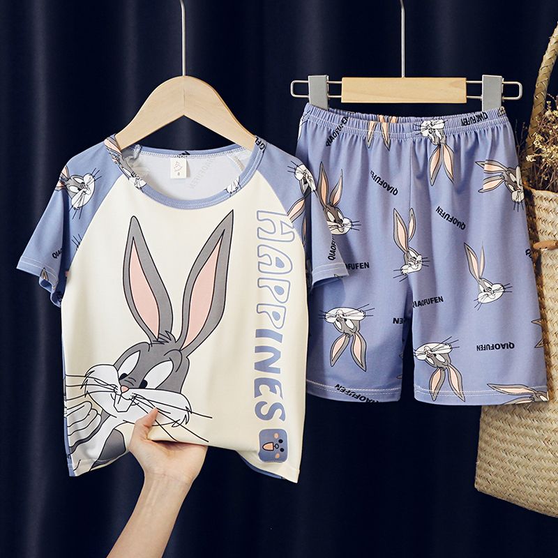 Summer children's pajamas, boys' girls' baby thin short sleeve home clothes, boys' children's cartoon air conditioning suit set