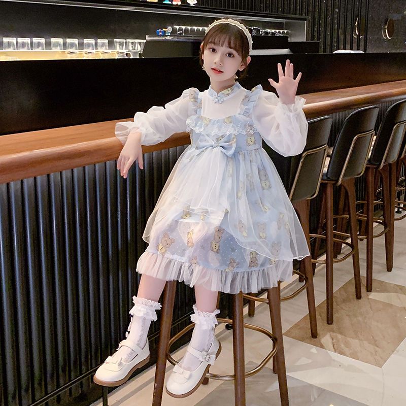 女童連衣裙春秋2023新款洋氣兒童裝春裝網紅中大童洛麗塔公主裙子