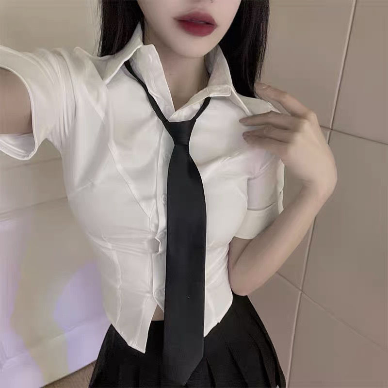 純欲風收腰jk制服長袖襯衫女設計感小眾辣妹修身學姐襯衫別致上衣