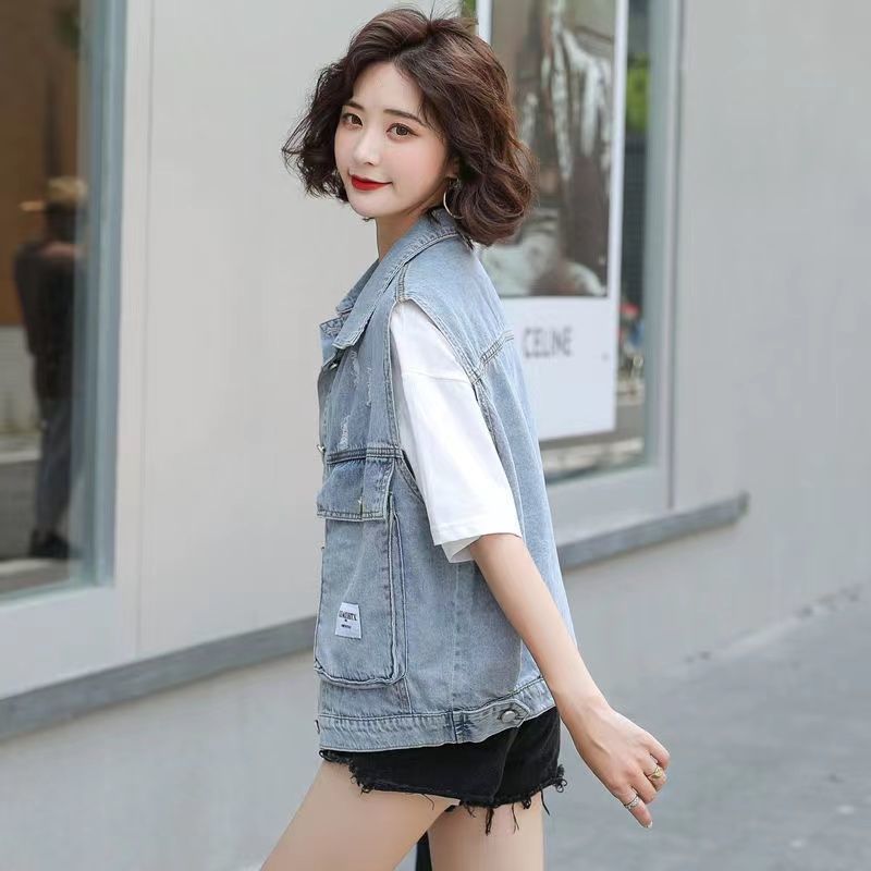 Denim vest female student workwear Korean version  fashion trend women's clothing new style vest female Internet celebrity spring and autumn thin section