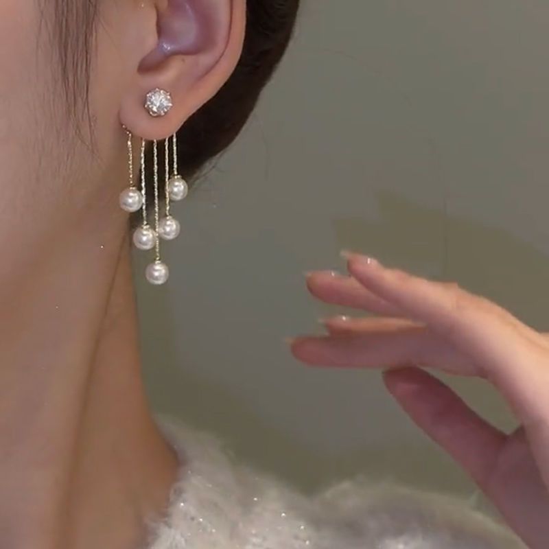 日韩轻奢珍珠两戴流苏耳环气质时尚设计感耳饰新款网红复古耳坠