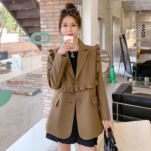 Small fragrant style suit jacket for women spring and autumn new  Korean version slimming fungus small suit top versatile for women