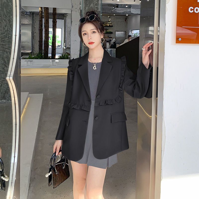 Small fragrant style suit jacket for women spring and autumn new  Korean version slimming fungus small suit top versatile for women