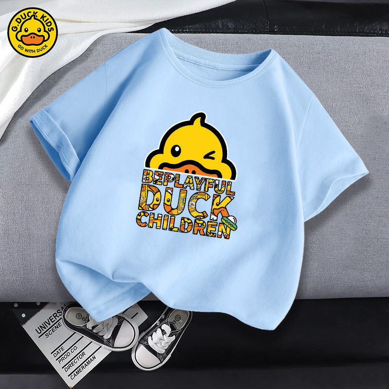 Authentic little yellow duck pure cotton children's short-sleeved t-shirt for men and women of the same style 2022 summer new handsome round neck T-shirt tide
