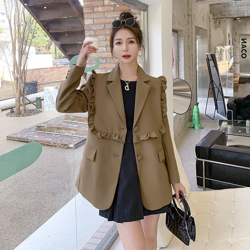 Small fragrant style suit jacket for women spring and autumn new  Korean version slimming fungus small suit top versatile for women