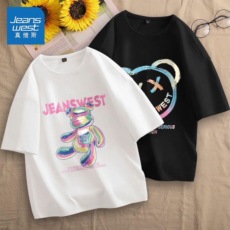Jeanswest girls short-sleeved 2022 new t-shirt little girl summer pink clothes big children cotton summer dress