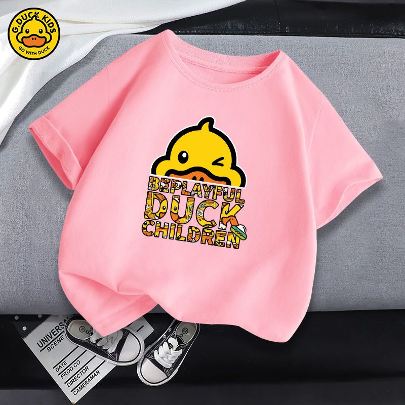Authentic little yellow duck pure cotton children's short-sleeved t-shirt for men and women of the same style 2022 summer new handsome round neck T-shirt tide