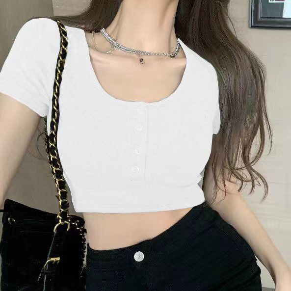 Pure desire style black inner tight tight navel short-sleeved women's Korean version of the super hot hot girl short top with waist ins T-shirt
