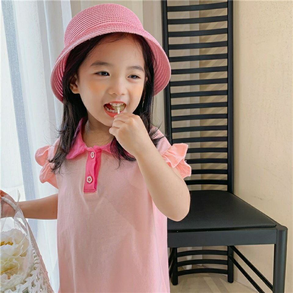 Girls Korean version of lace POLO skirt 2022 summer new baby girl foreign style T-shirt skirt cute dress small fresh