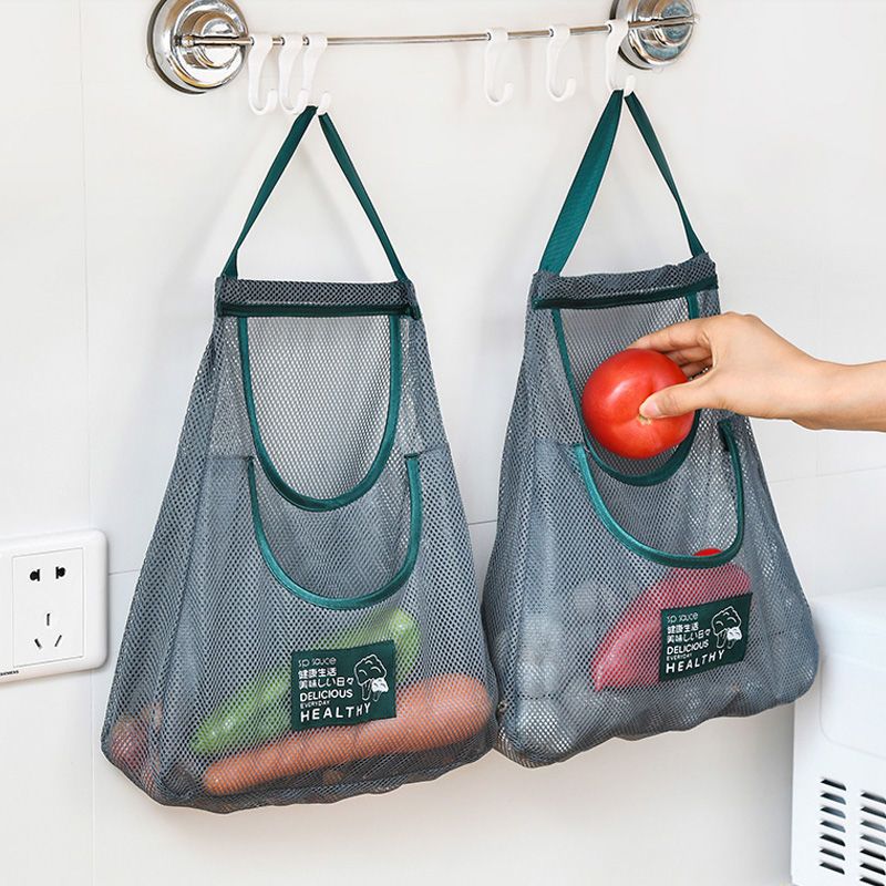 日本果蔬网袋厨房墙上挂袋姜蒜防潮防湿多功能储物袋挂墙式收纳袋