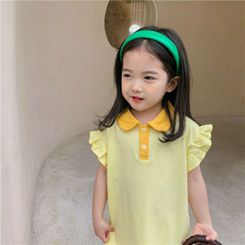 Girls Korean version of lace POLO skirt 2022 summer new baby girl foreign style T-shirt skirt cute dress small fresh