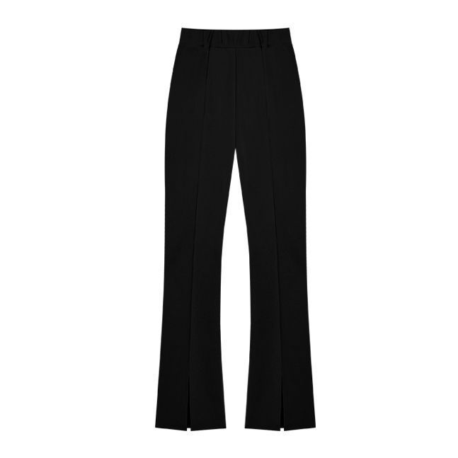 Fashion slit micro flared wide-leg pants women  autumn Korean version casual elastic waist slim horseshoe pants mopping trousers