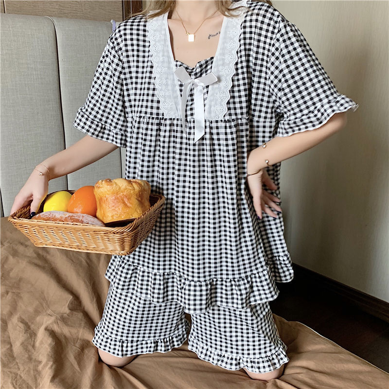 睡衣女夏季短袖短褲兩件套韓版學生清新甜美可愛公主風夏天家居服