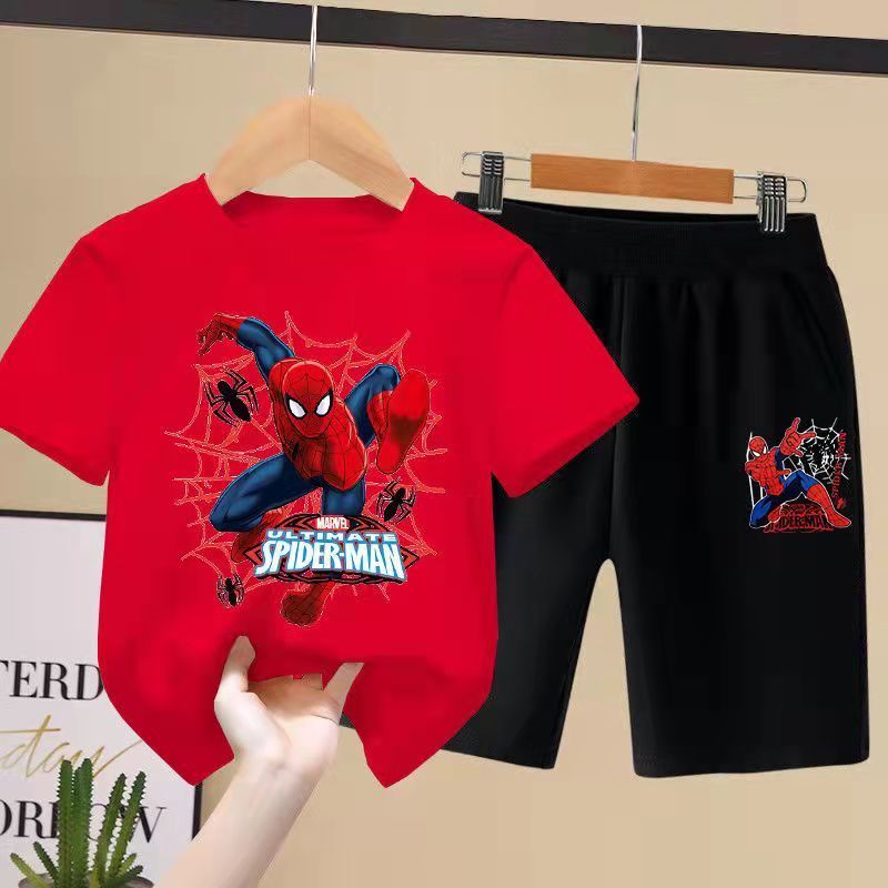 Children's wear boys' short sleeve set  summer wear new breathable spider man Altman handsome fashion cartoon two-piece set