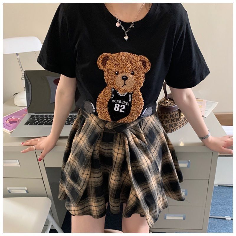 Girls' suit skirt two-piece summer dress  new foreign style children's printed T-shirt + skirt two-piece set female [shipped within 7 days]