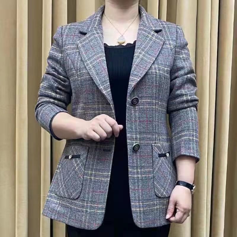 媽媽裝春秋裝外套短款中年婦女裝春秋大碼上衣中老年洋氣小西裝
