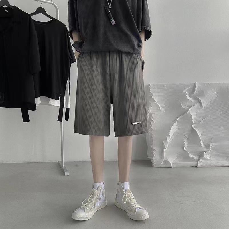 Men's and women's 2022 summer thin ice sports shorts straight tube wide leg Hong Kong Style loose casual 5-point pants