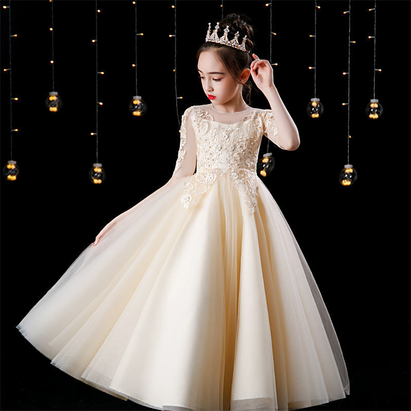 Girls' dress birthday princess dress flower girl wedding dress little girl high-end children's host piano costume foreign style