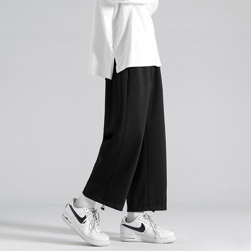 Tide brand ins drape straight casual trousers for men and women spring and summer hip-hop loose solid color all-match wide-leg sports pants