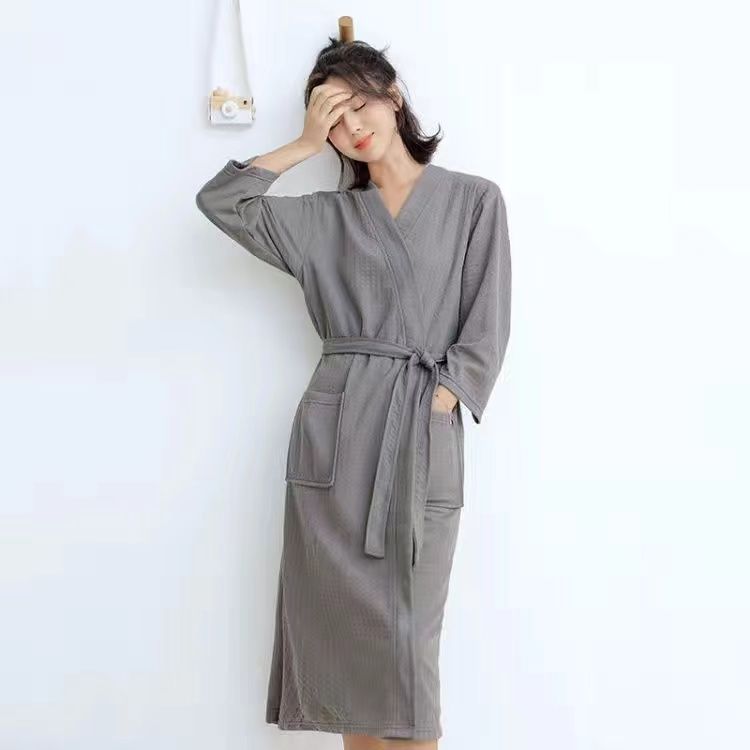 Couple pajamas, women's spring and autumn bathrobes, loose large size men's bathrobes, summer nightgowns, hotel swimming absorbent home clothes