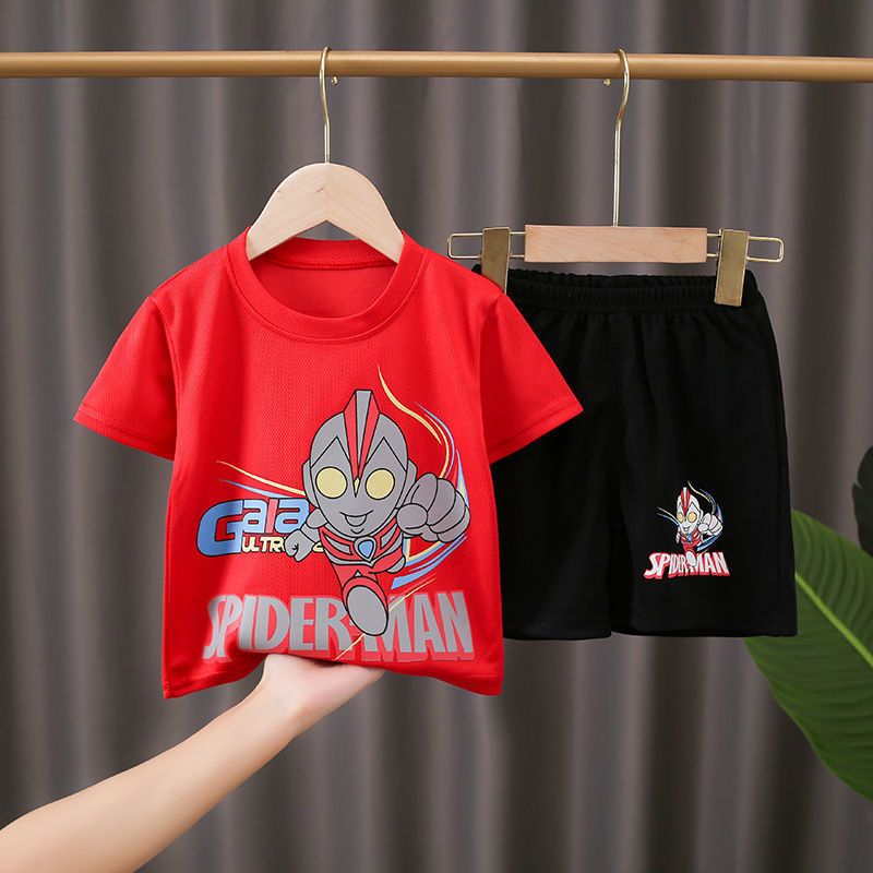 Children's wear boys' short sleeve set  summer wear new breathable spider man Altman handsome fashion cartoon two-piece set