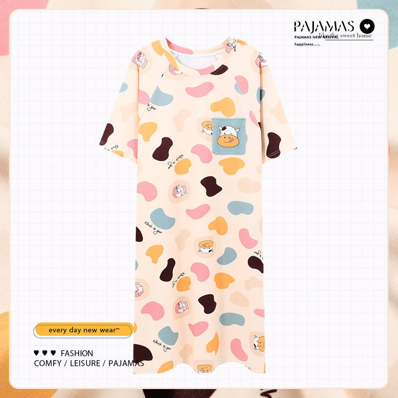 Nanjiren nightdress ladies spring and summer pure cotton large size pajamas summer cute 2023 new home clothes thin section