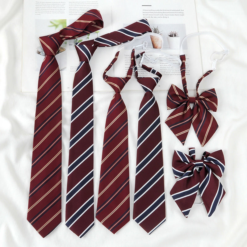Wine red tie Japanese DK shirt male free of college wind stripes jk bow tie graduation bachelor's suit bow tie female