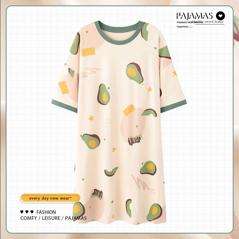 Nanjiren nightdress ladies spring and summer pure cotton large size pajamas summer cute 2023 new home clothes thin section