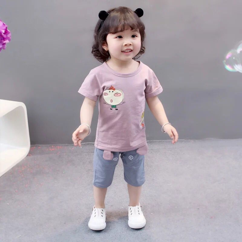 女童网红新款儿童短袖短裤套装夏装女宝宝婴儿衣服韩版两件套童装